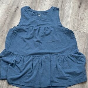 GAP Sleeveless Blue Ruffle Top